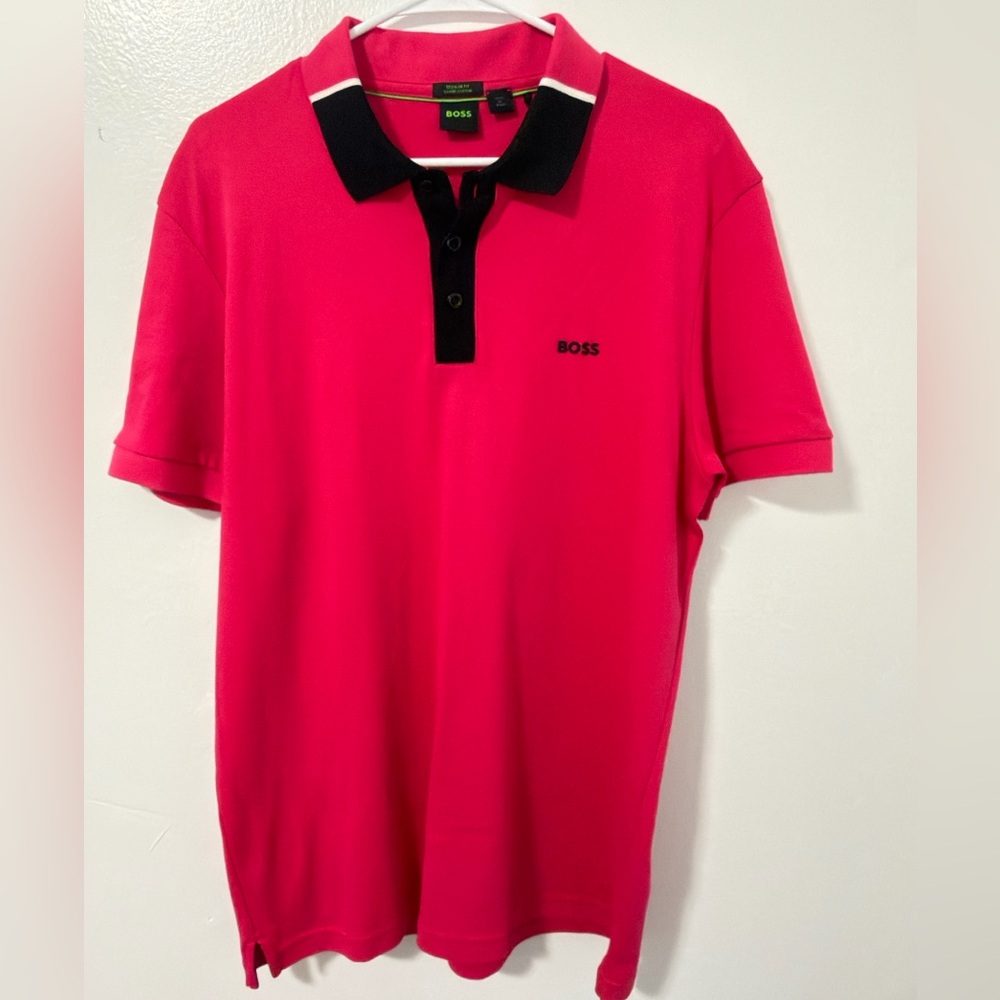 Boss Men's Pink Polo Shirt Regular Fit XL